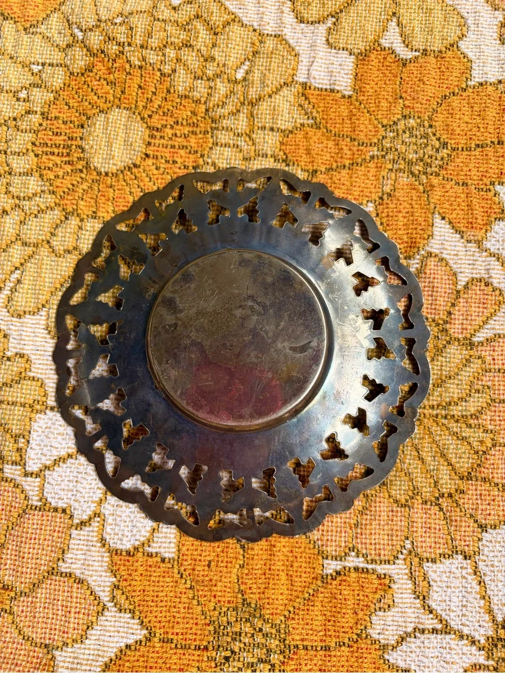 🦋✨ Vintage Silver Filigree Butterfly Candle Coaster ✨🦋